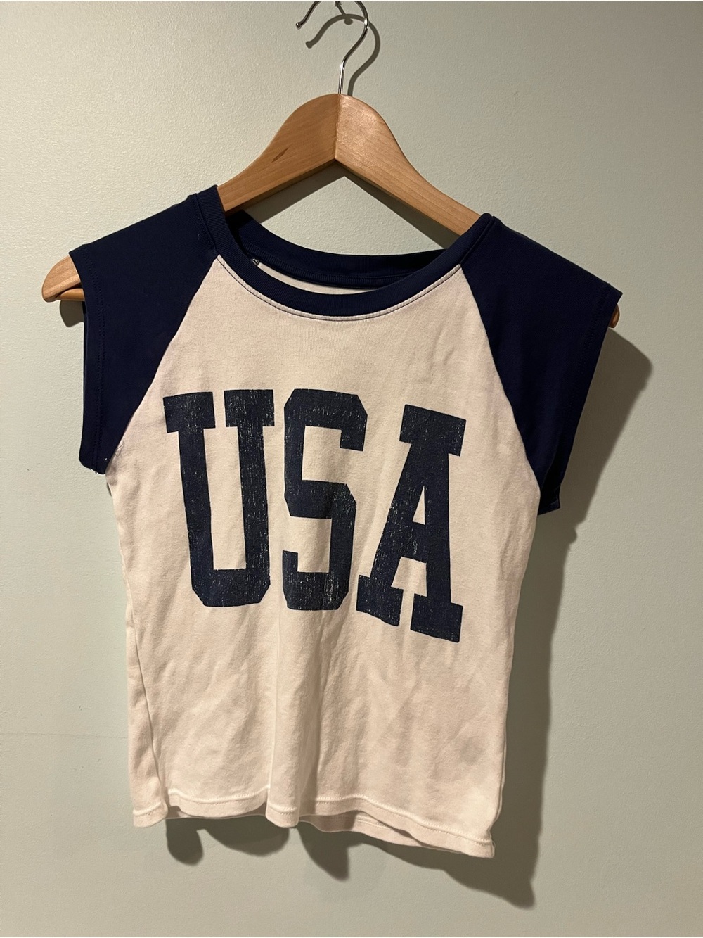 Art Class Girls Americana White USA Baby Tee Sporty Chic Cropped - Size XL (14)